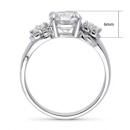 3-Stone Flower 1.6ct CZ Ring in Sterling Silver