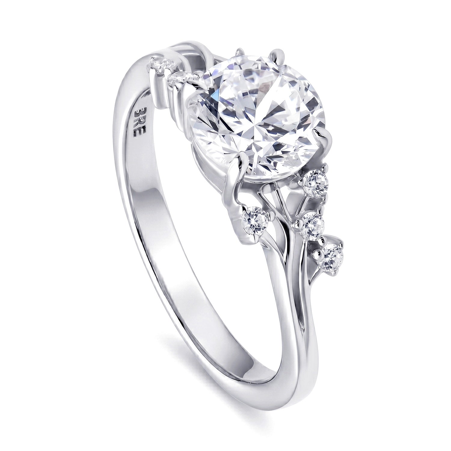 Solitaire Filigree Flower 1.6ct CZ Ring in Sterling Silver, 5 of 7