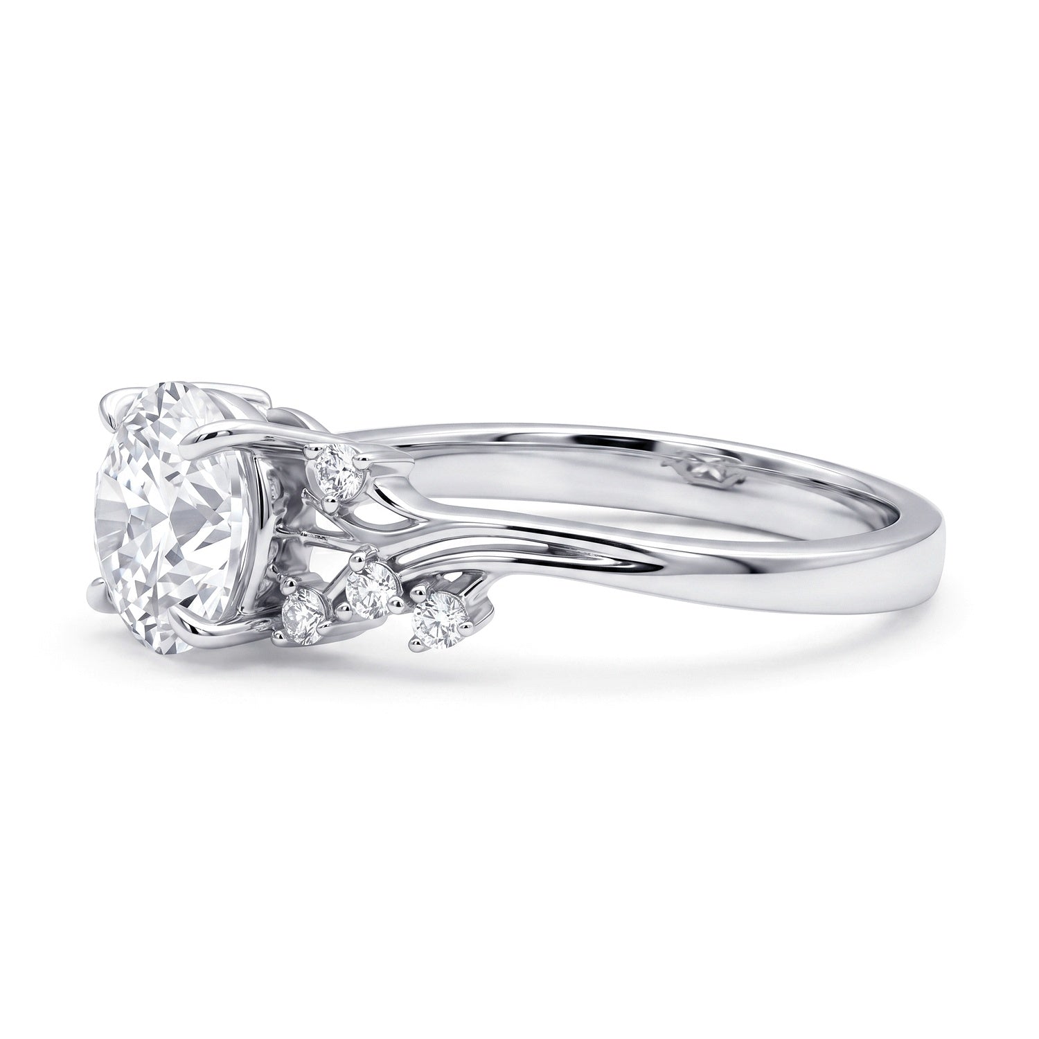 Solitaire Filigree Flower 1.6ct CZ Ring in Sterling Silver, 6 of 7