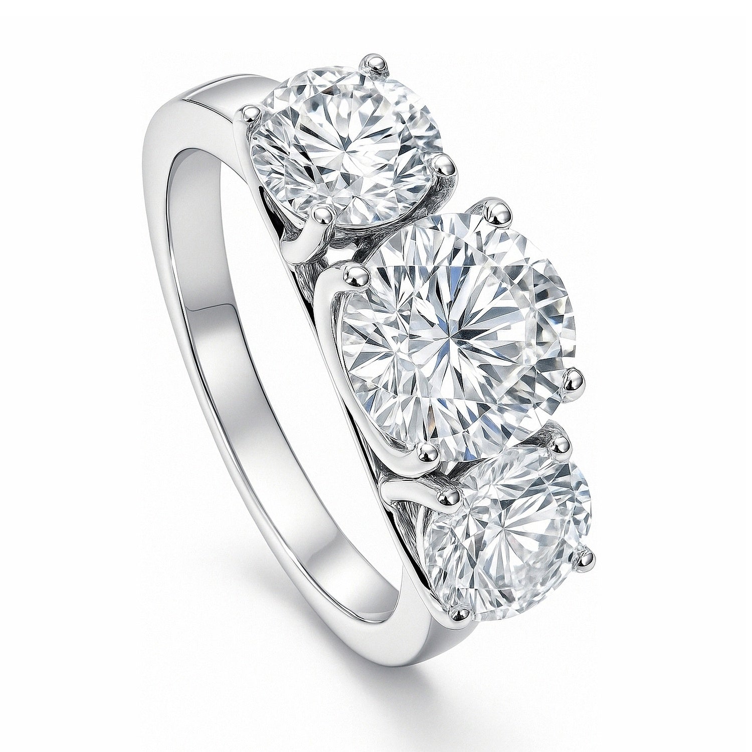 3-Stone 2ct CZ Ring in Sterling Silver