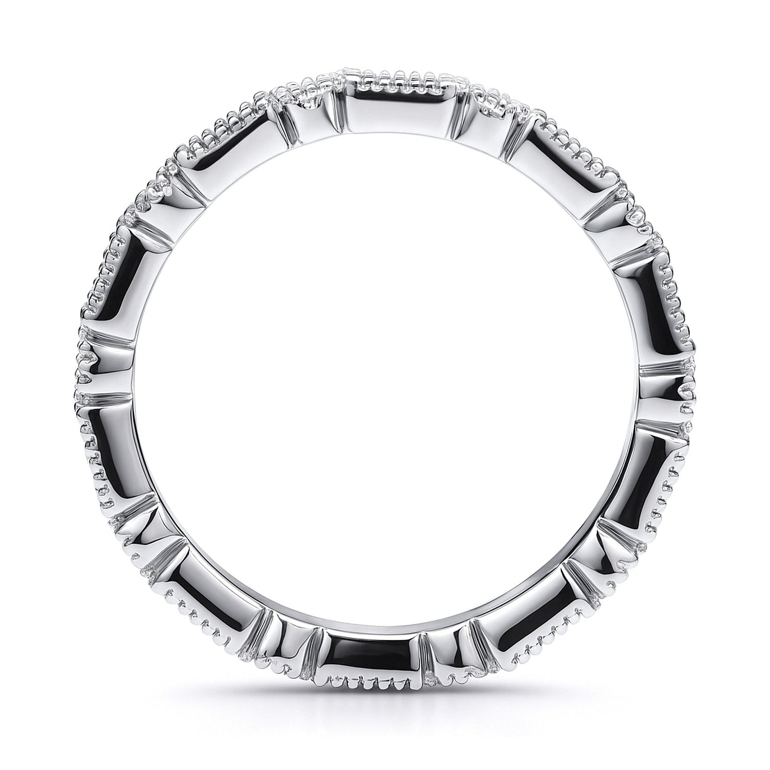Art Deco Sapphire-Blue Bezel CZ Eternity Ring in Sterling Silver, 5 of 7