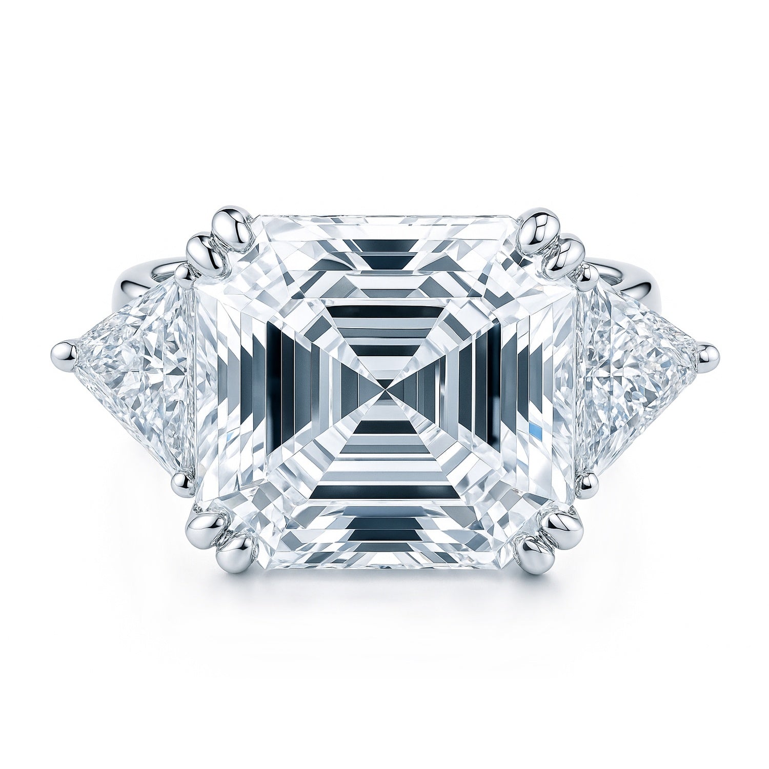 3-Stone 12.6ct Asscher CZ Ring in Sterling Silver