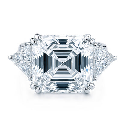 3-Stone 12.6ct Asscher CZ Ring in Sterling Silver