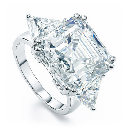 3-Stone 12.6ct Asscher CZ Ring in Sterling Silver