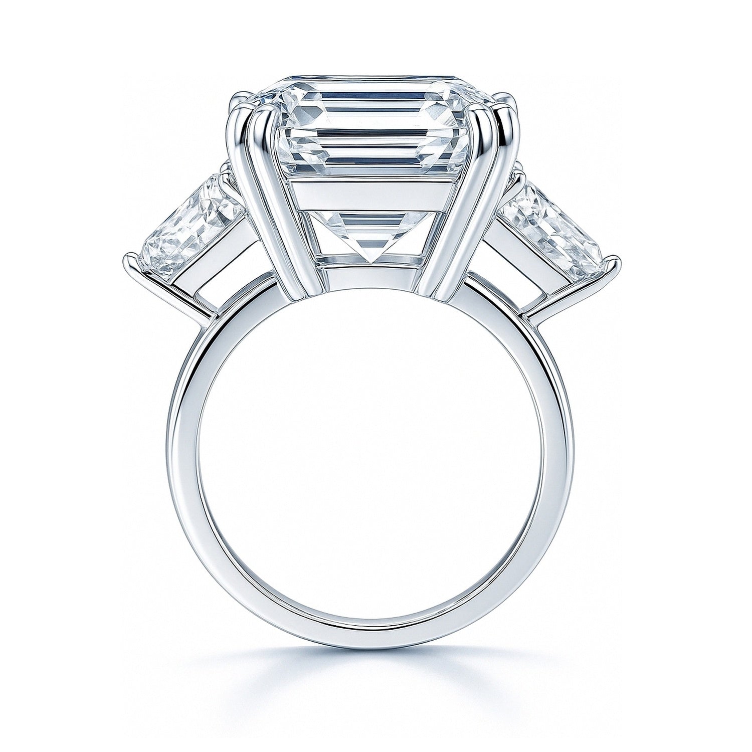 3-Stone 12.6ct Asscher CZ Ring in Sterling Silver, 8 of 12