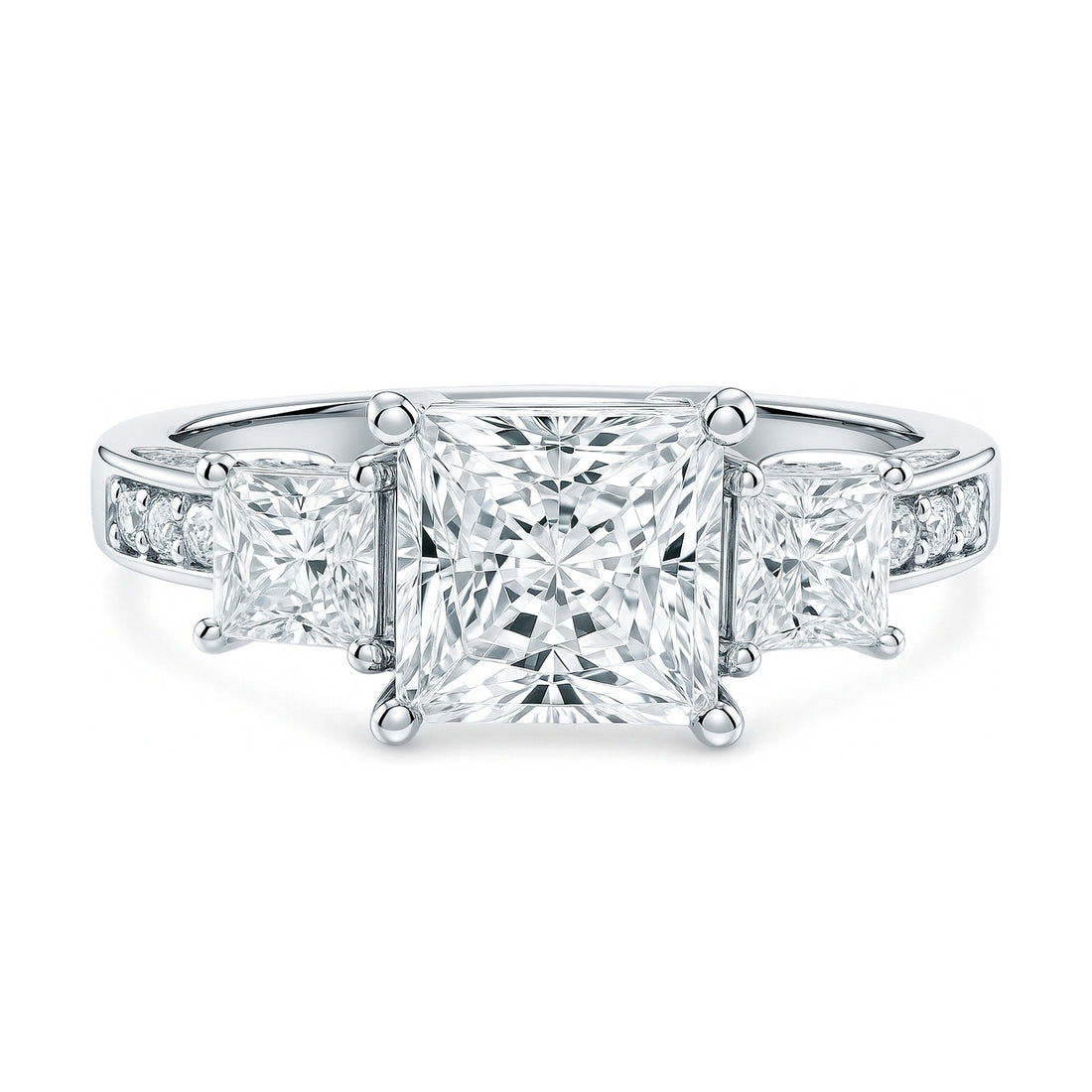 3-Stone 2ct Princess CZ Ring in Sterling Silver
