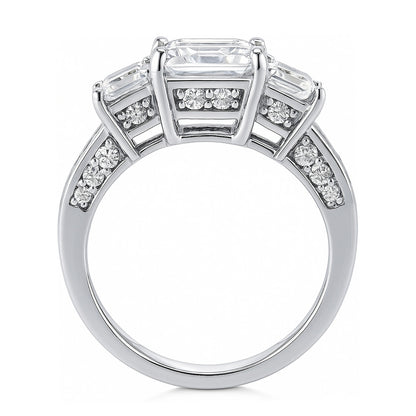 3-Stone 2ct Princess CZ Ring in Sterling Silver