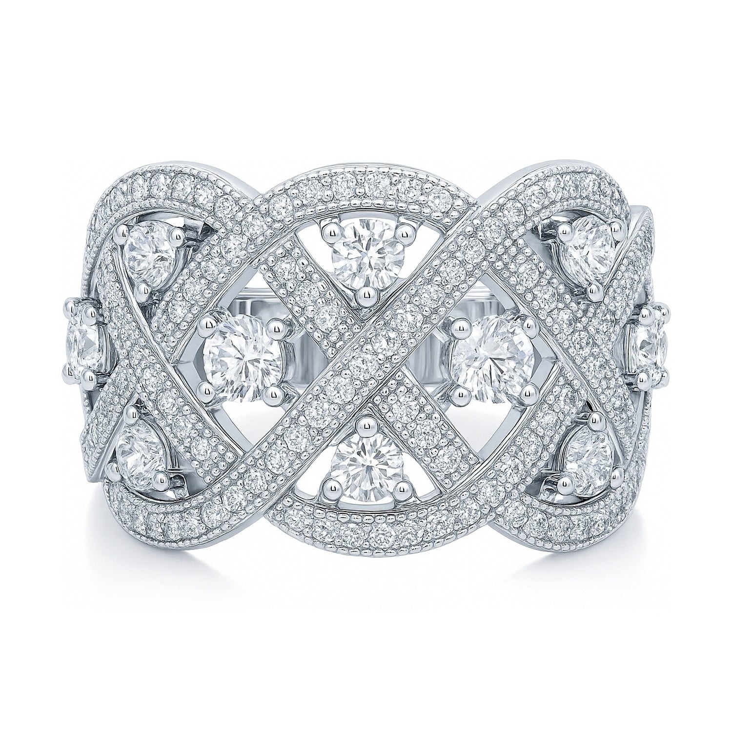 Woven Art Deco CZ Ring in Sterling Silver, 1 of 8