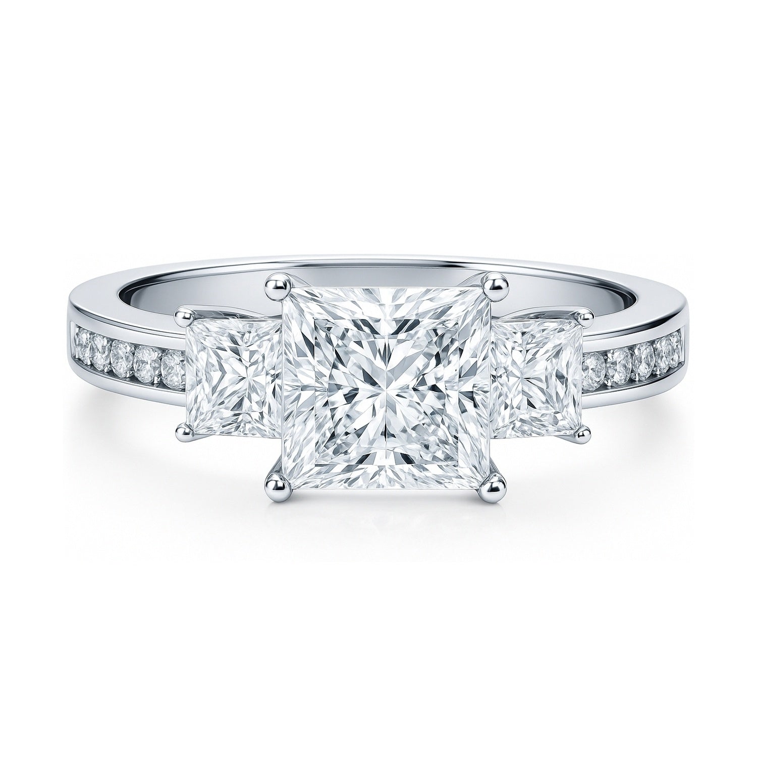 3-Stone 1.6ct Princess CZ Ring in Sterling Silver, 1 of 18