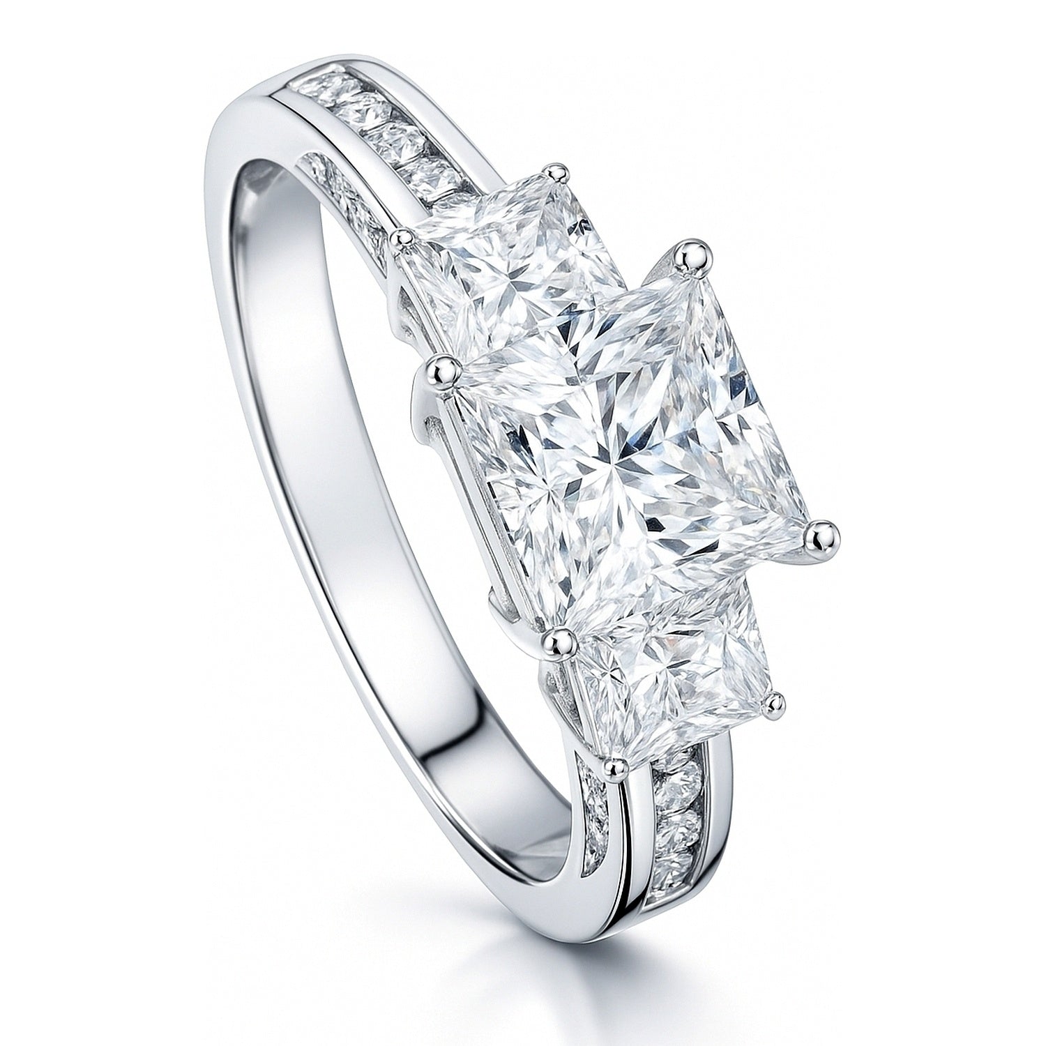 3-Stone 1.6ct Princess CZ Ring in Sterling Silver, 4 of 18