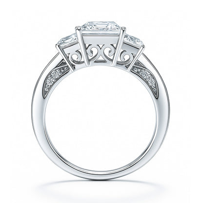 3-Stone 1.6ct Princess CZ Ring in Sterling Silver