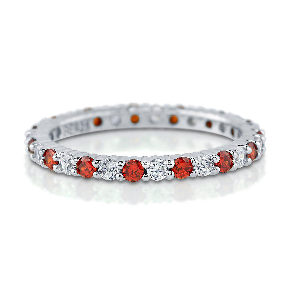 Garnet-Red Pave CZ Eternity Ring in Sterling Silver, 1 of 4