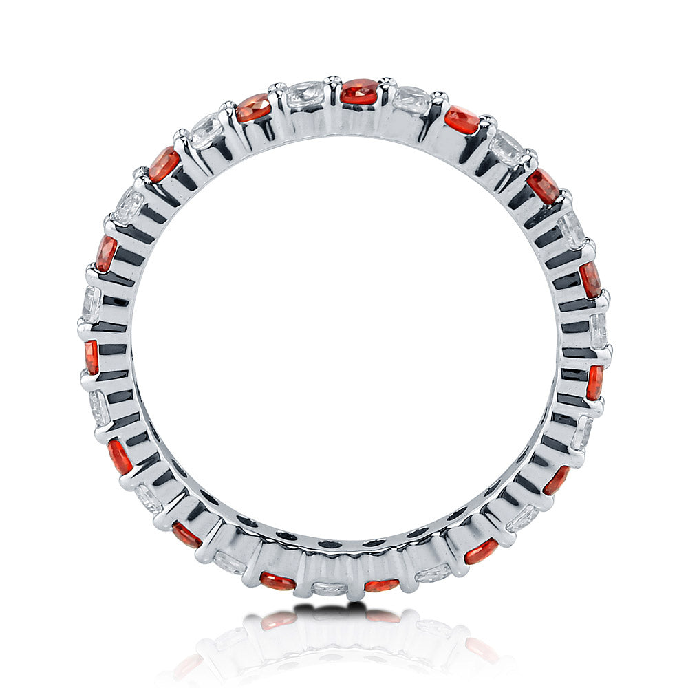 Angle view of Garnet-Red Pave CZ Eternity Ring in Sterling Silver, 4 of 4