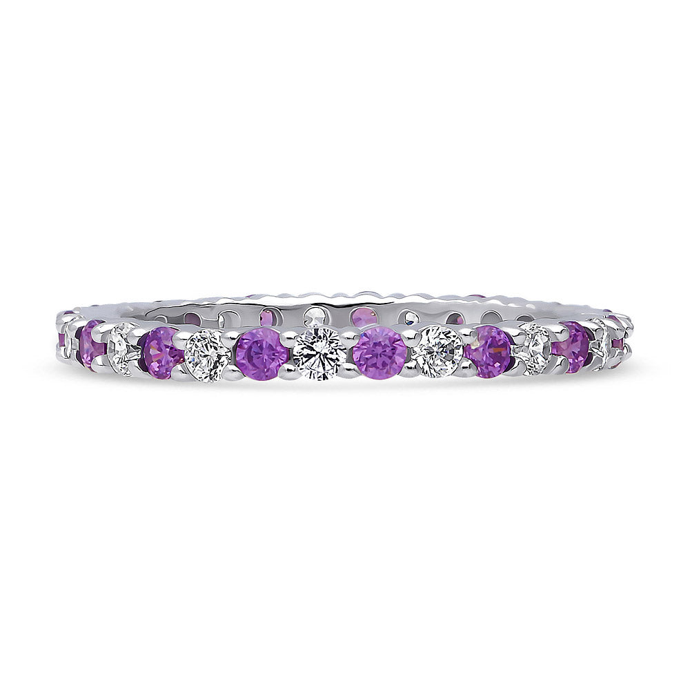 Purple Pave CZ Eternity Ring in Sterling Silver