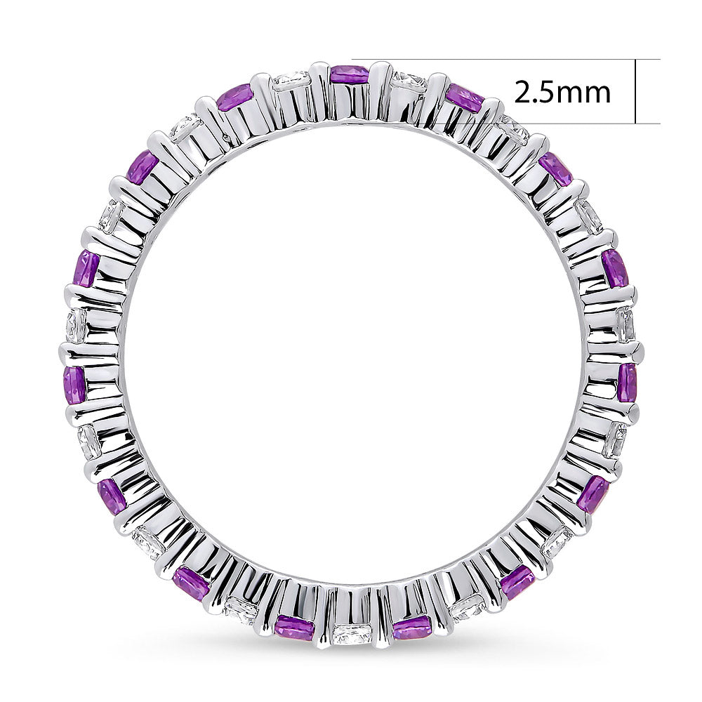 Angle view of Purple Pave CZ Eternity Ring in Sterling Silver, 4 of 4