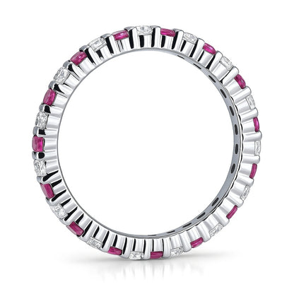 Ruby-Red Pave CZ Eternity Ring in Sterling Silver