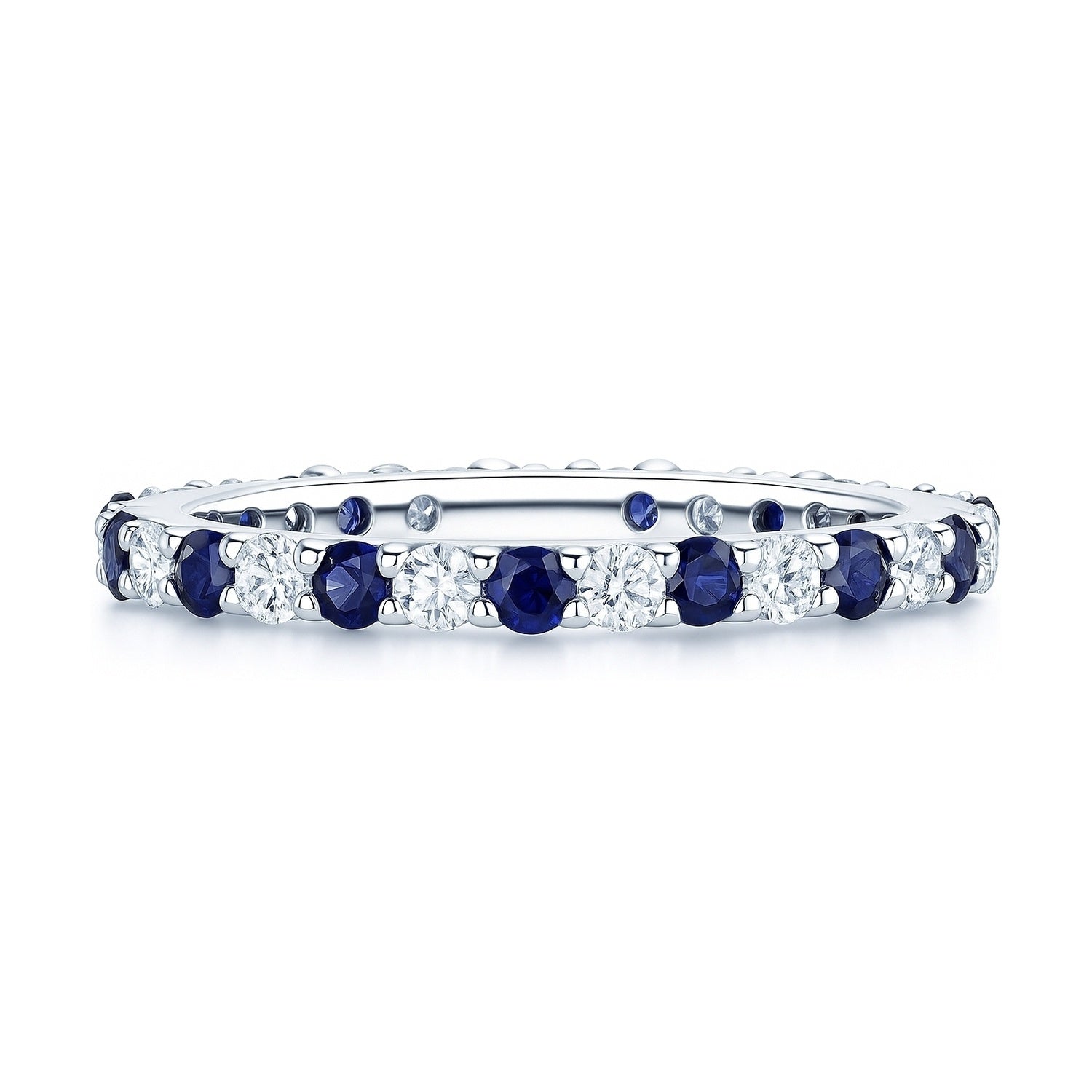 Sapphire-Blue Pave CZ Eternity Ring in Sterling Silver