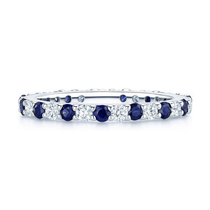 Sapphire-Blue Pave CZ Eternity Ring in Sterling Silver