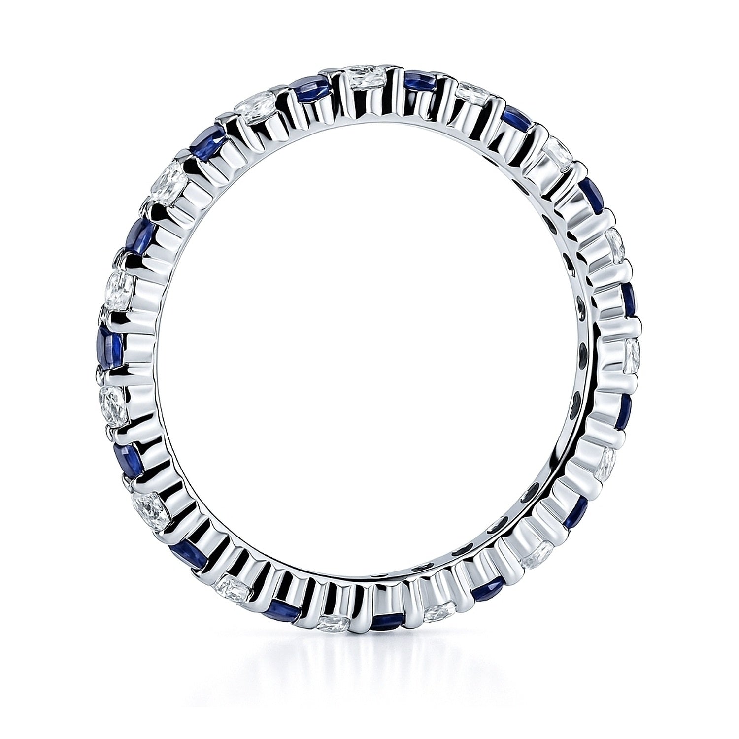 Sapphire-Blue Pave CZ Eternity Ring in Sterling Silver, 5 of 12