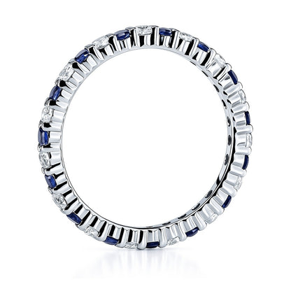 Sapphire-Blue Pave CZ Eternity Ring in Sterling Silver