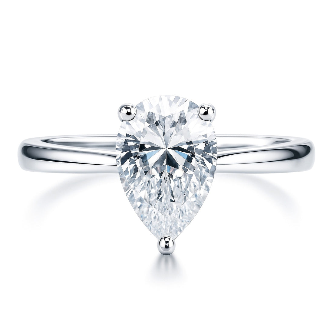 Solitaire 1.8ct Pear CZ Ring in Sterling Silver