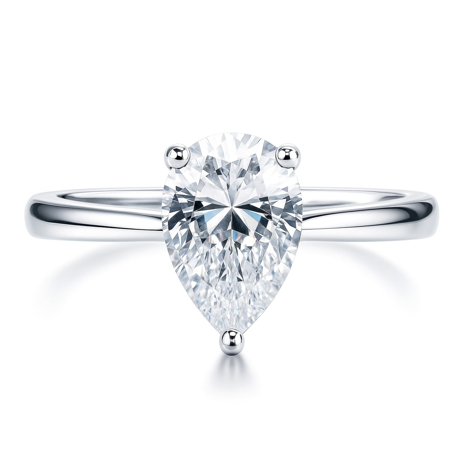 Solitaire 1.8ct Pear CZ Ring in Sterling Silver, 1 of 11