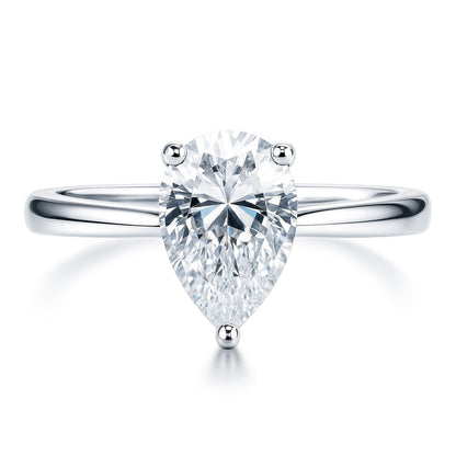 Solitaire 1.8ct Pear CZ Ring in Sterling Silver