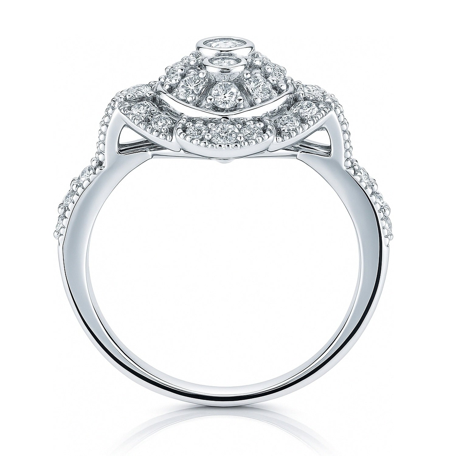 Navette Art Deco Milgrain CZ Ring in Sterling Silver, 8 of 10