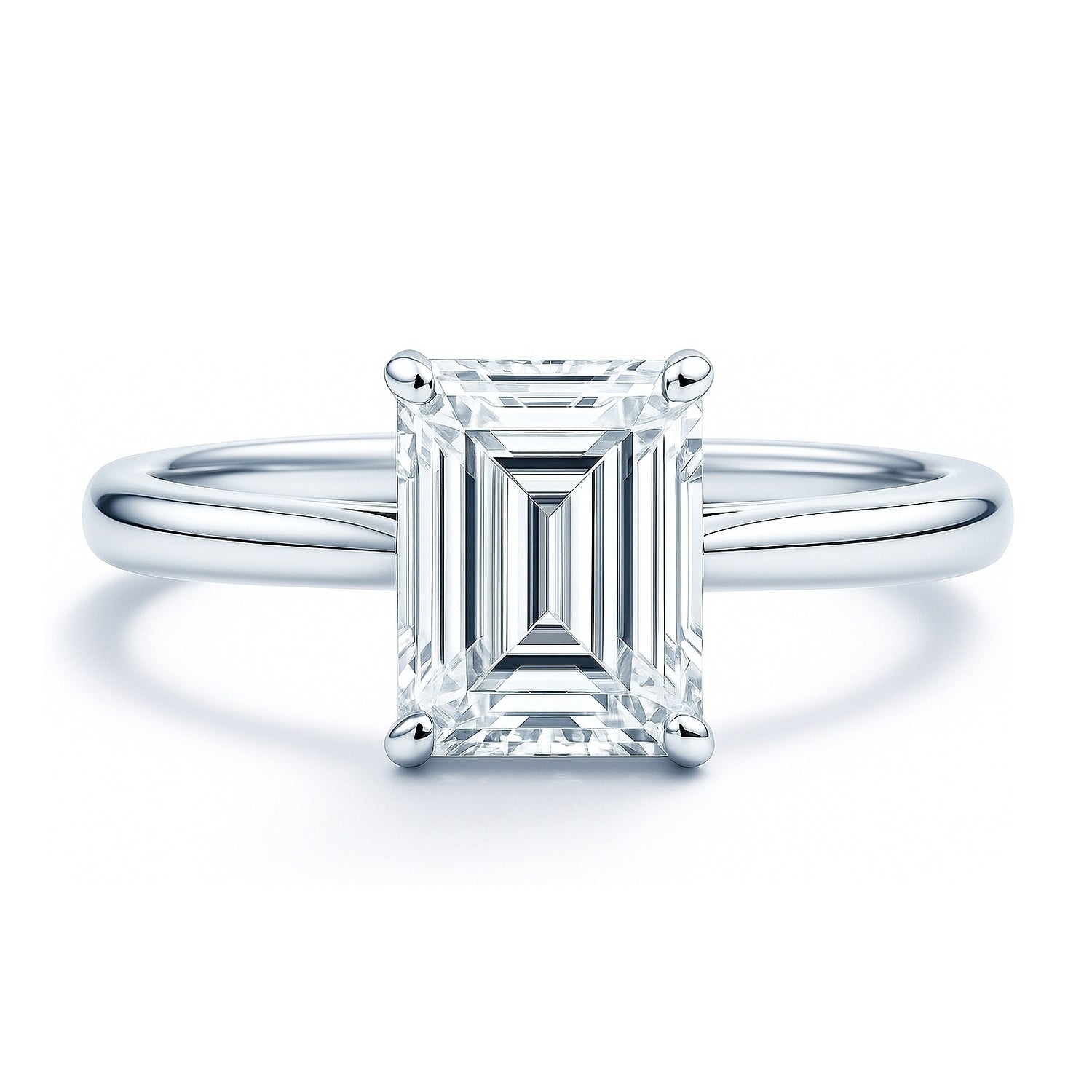 Solitaire 2.1ct Emerald Cut CZ Ring in Sterling Silver