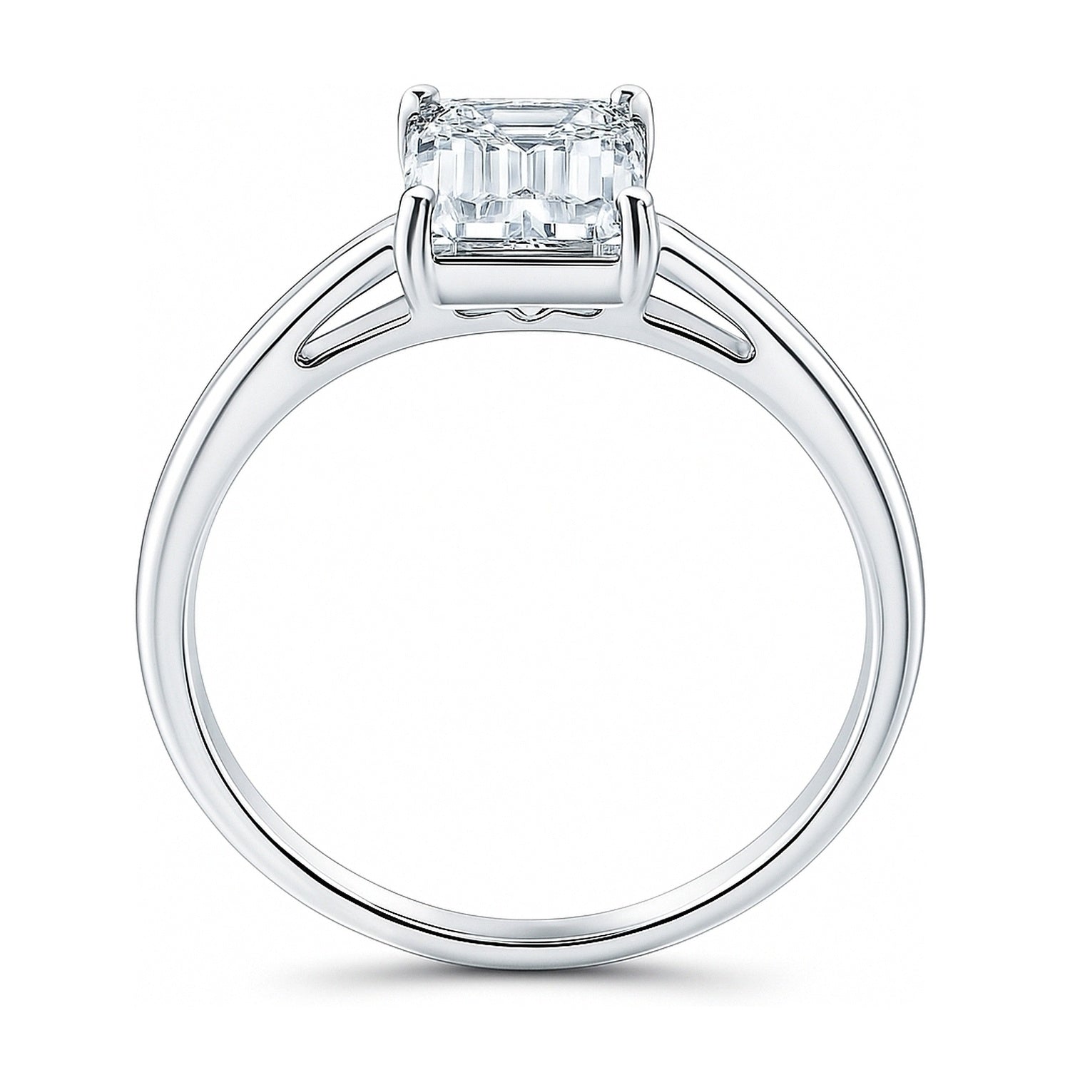 Solitaire 2.1ct Emerald Cut CZ Ring in Sterling Silver, 8 of 9