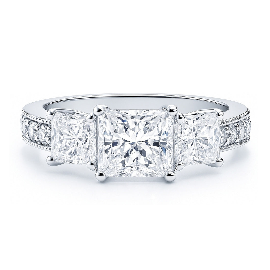 3-Stone 1.6ct Princess CZ Ring in Sterling Silver