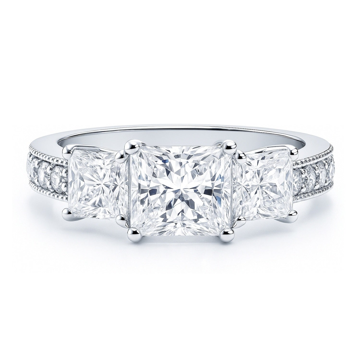 3-Stone 1.6ct Princess CZ Ring in Sterling Silver, 1 of 13