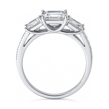 3-Stone 1.6ct Princess CZ Ring in Sterling Silver