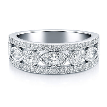Art Deco Bezel CZ Eternity Ring in Sterling Silver