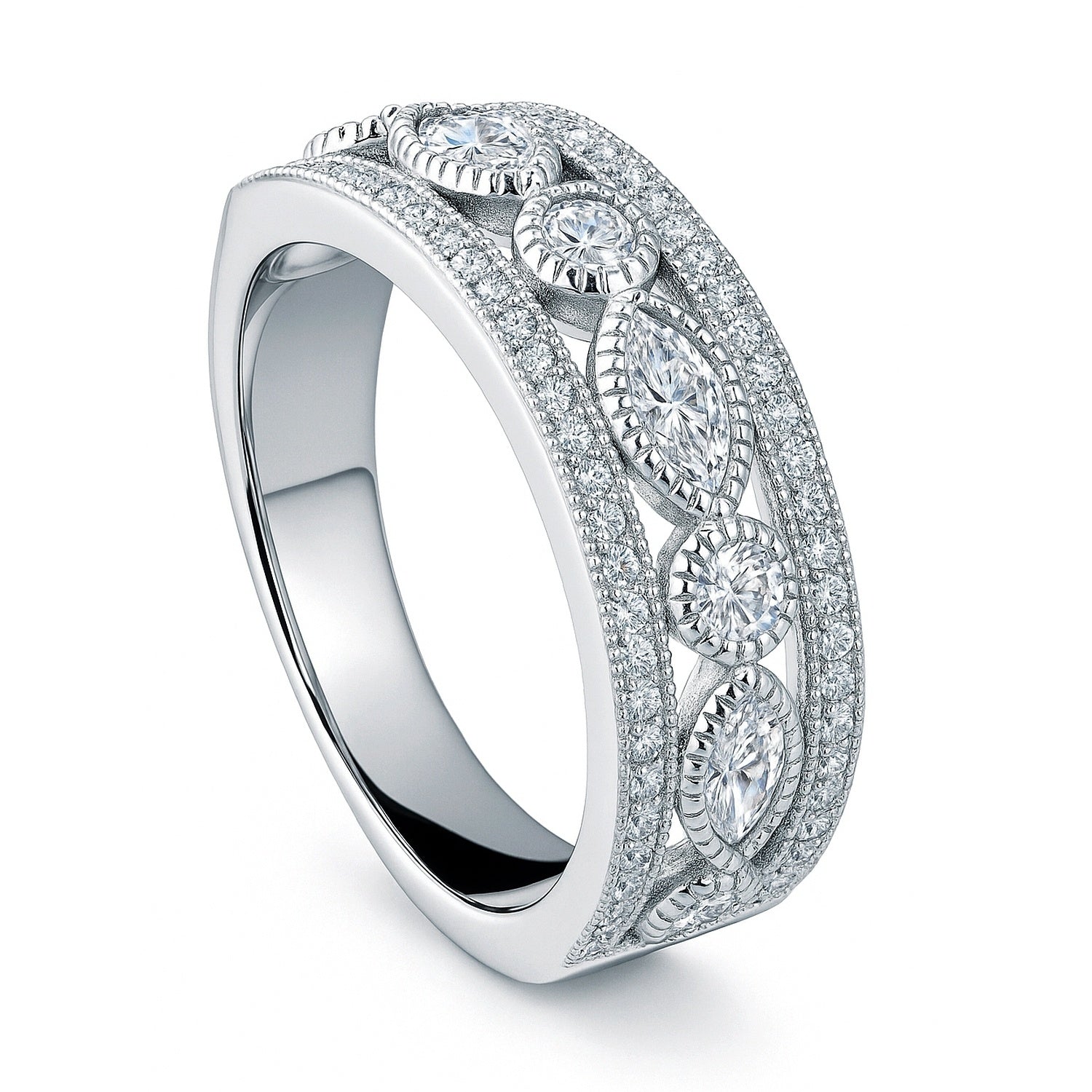 Art Deco Bezel CZ Eternity Ring in Sterling Silver
