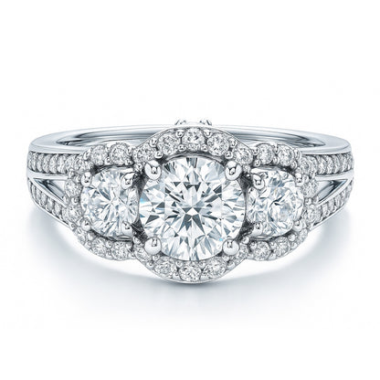 3-Stone 0.8ct CZ Split Shank Ring in Sterling Silver