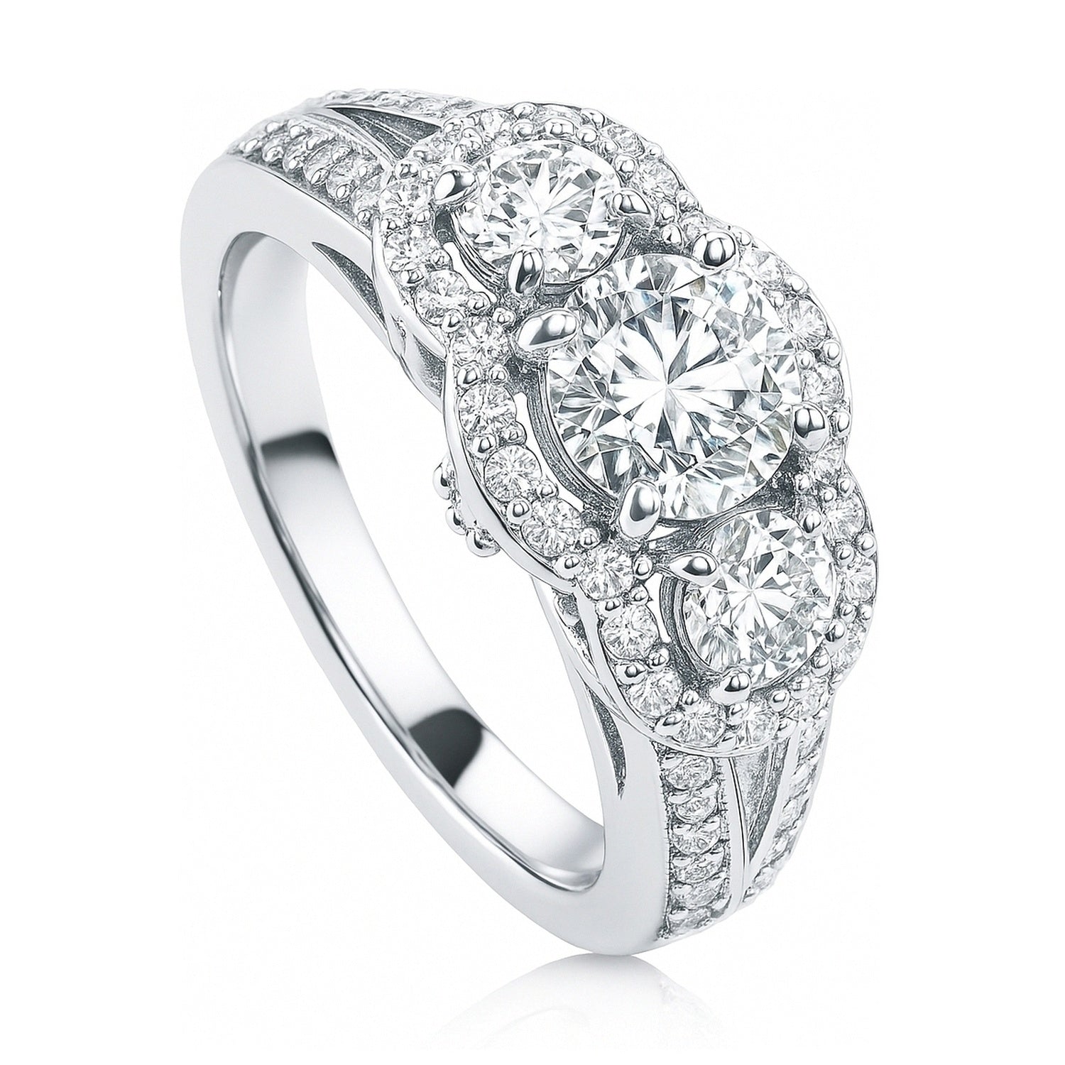 3-Stone 0.8ct CZ Split Shank Ring in Sterling Silver, 4 of 10