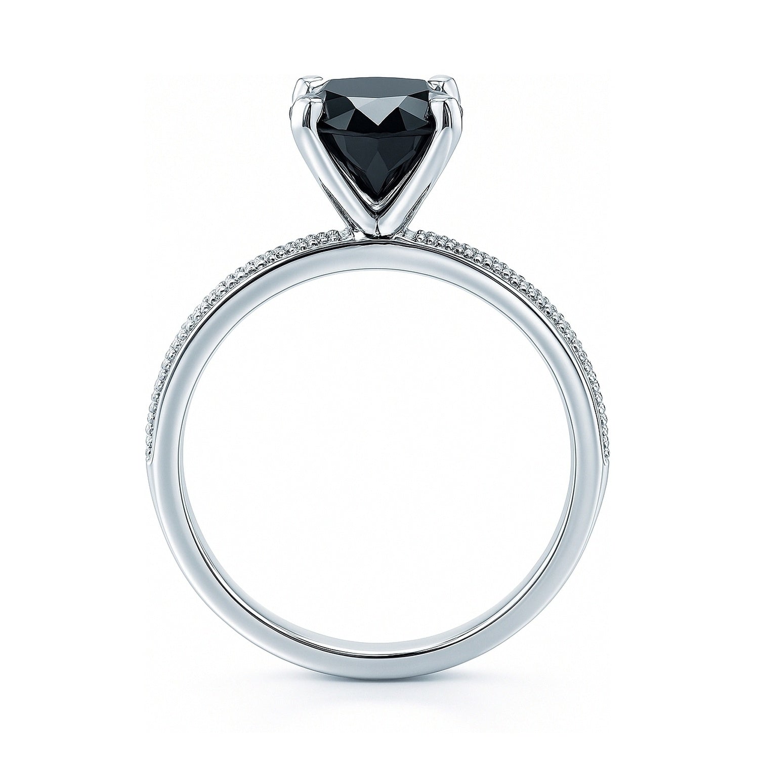 Solitaire 3ct Black Cushion CZ Ring in Sterling Silver