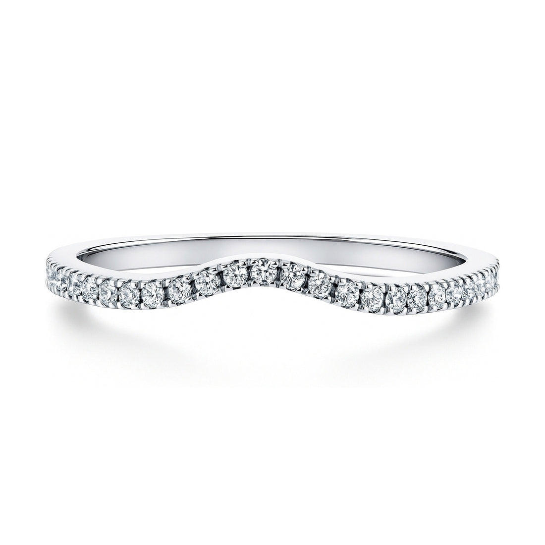 Wishbone Pave CZ Eternity Ring in Sterling Silver