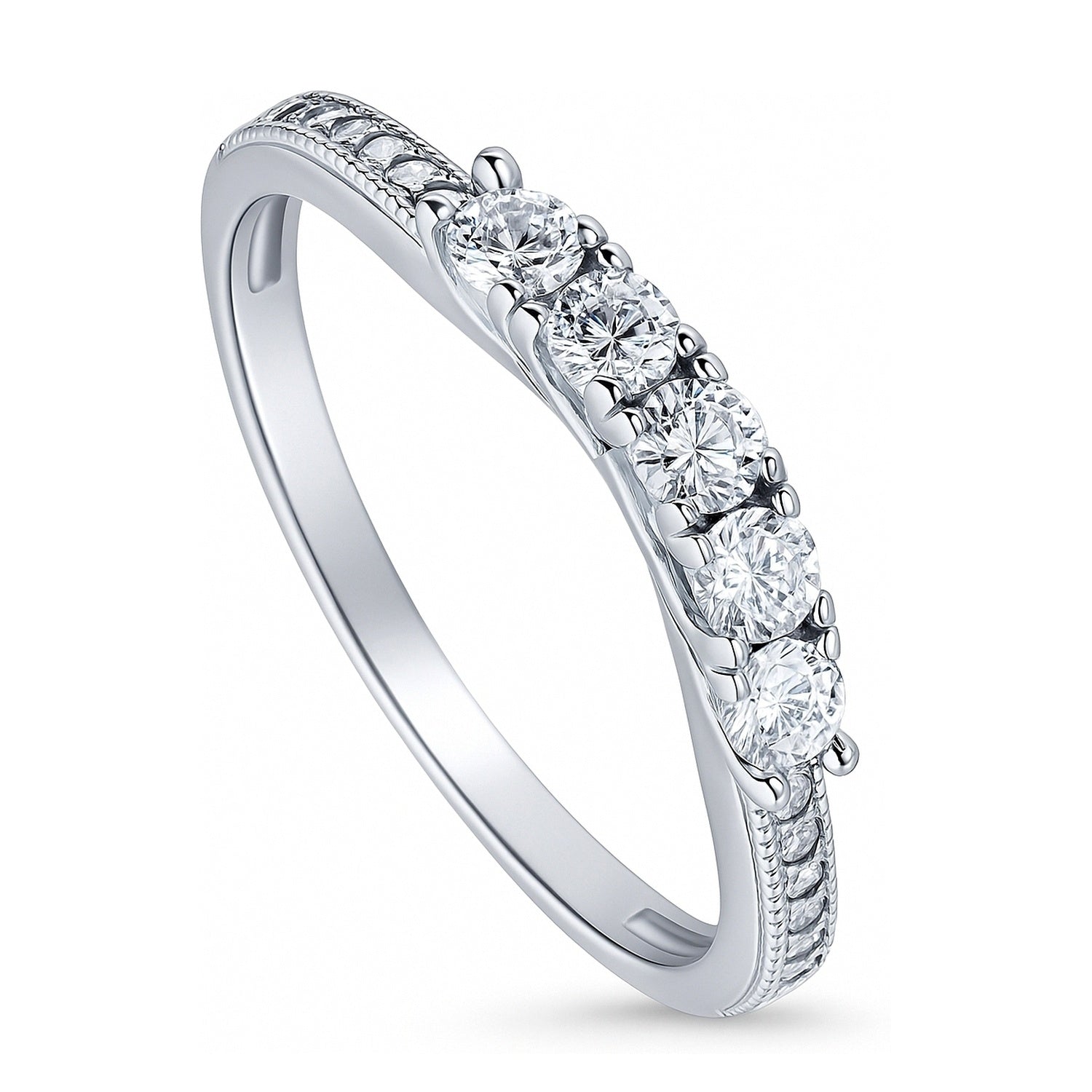5-Stone CZ Eternity Ring in Sterling Silver, 4 of 9