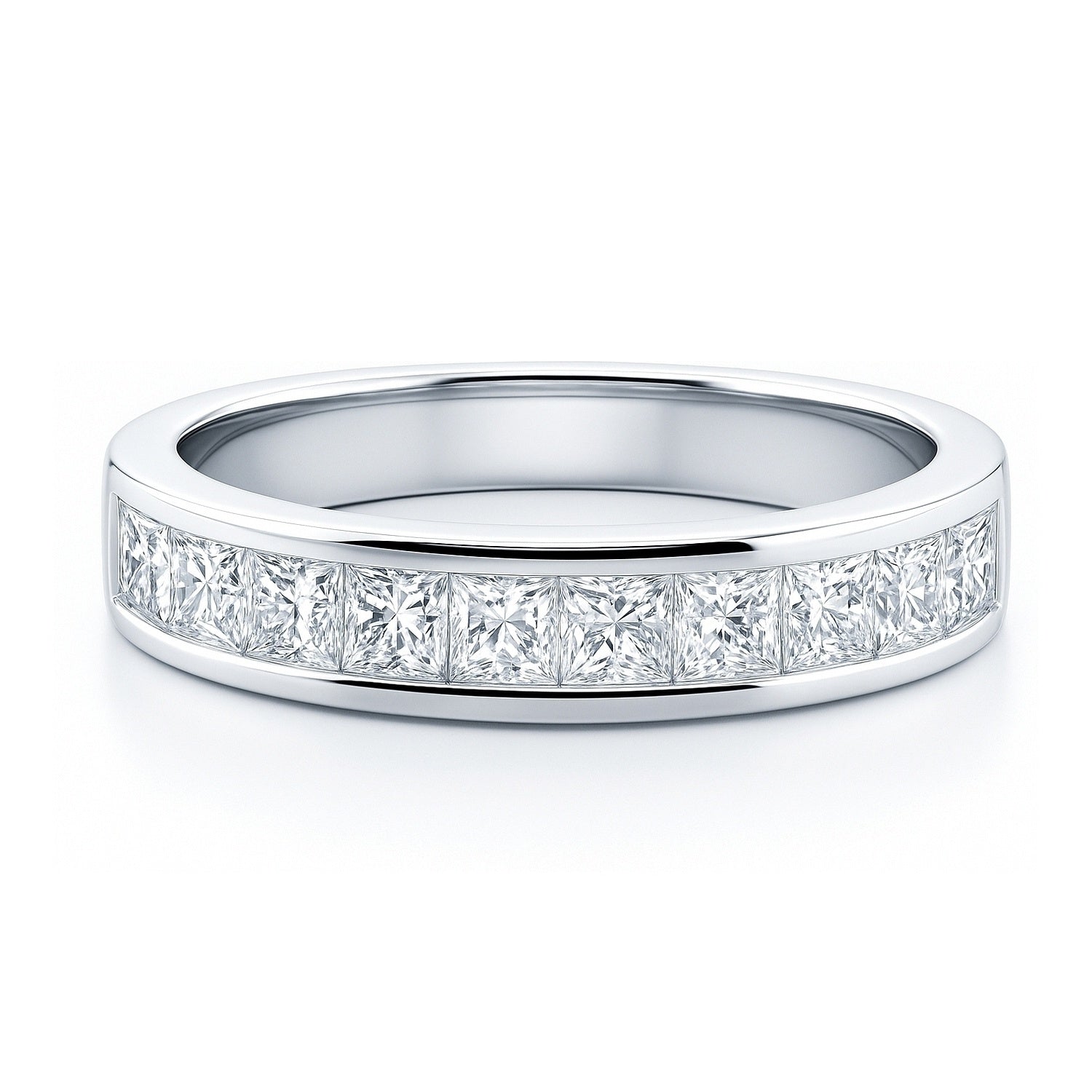 Channel Princess CZ Eternity Ring in Sterling Silver, 1 of 7