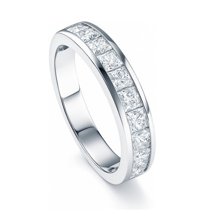 Channel Princess CZ Eternity Ring in Sterling Silver