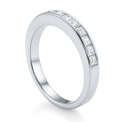 Channel Princess CZ Eternity Ring in Sterling Silver