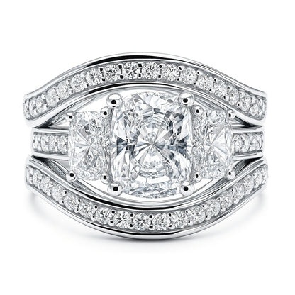 3-Stone 2.6ct Cushion CZ Ring Set in Sterling Silver