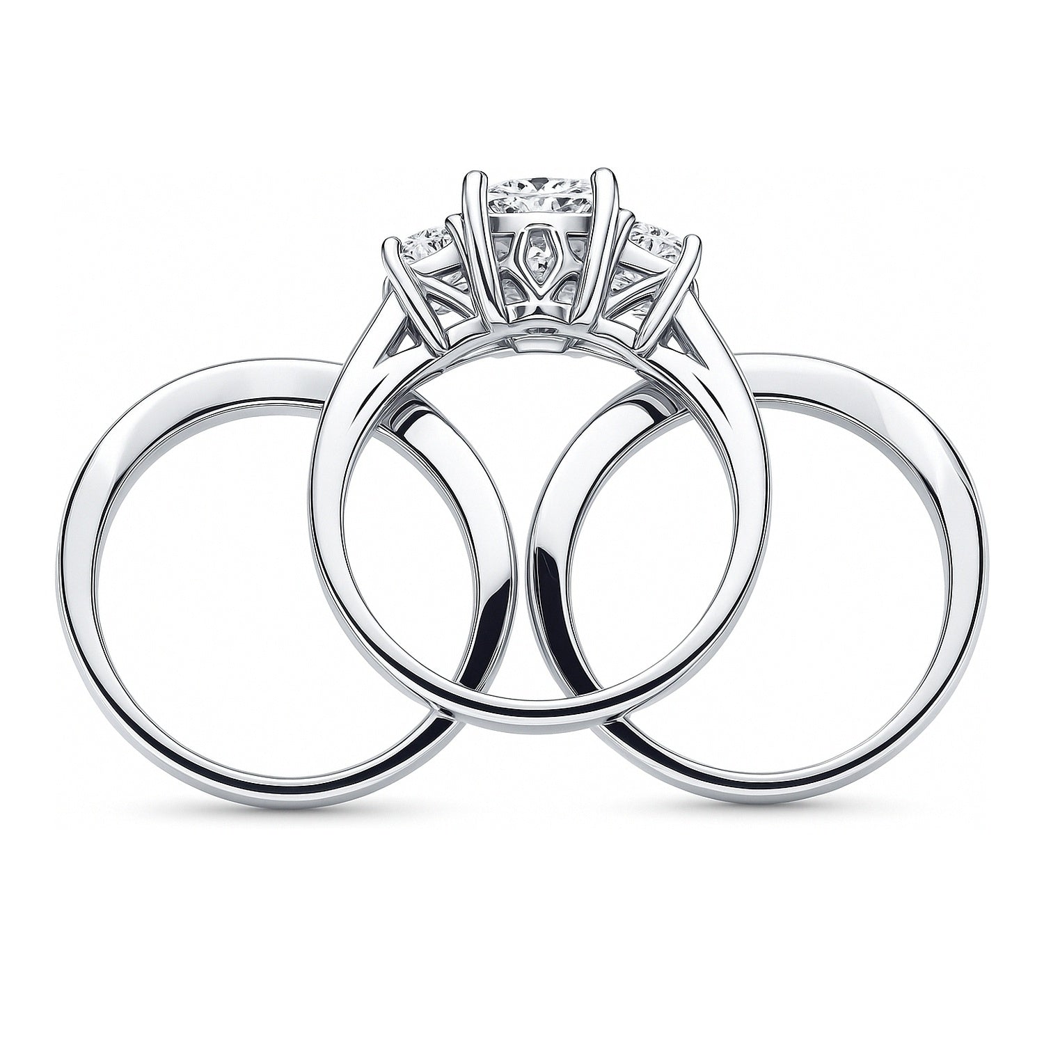 3-Stone 2.6ct Cushion CZ Ring Set in Sterling Silver, 8 of 13