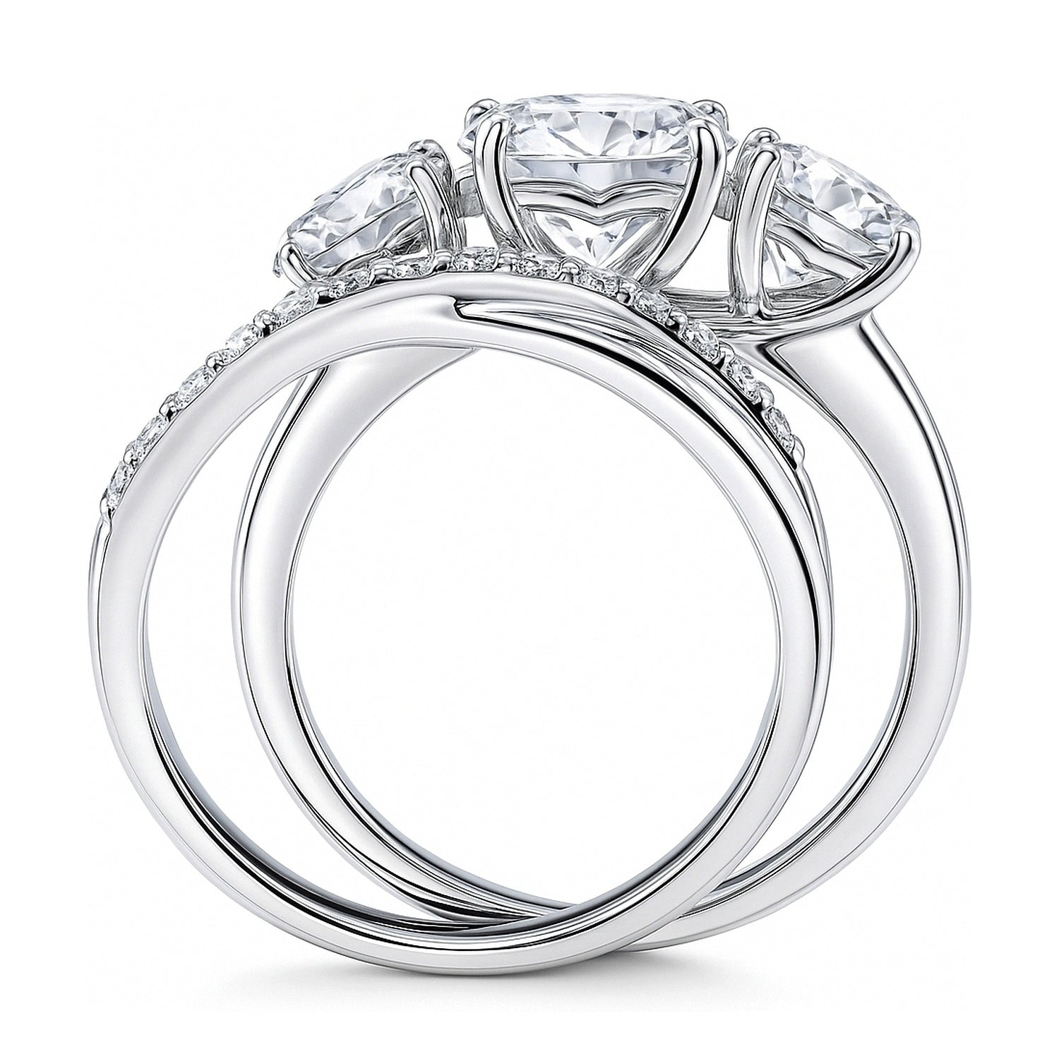 3-Stone Infinity Criss Cross 2ct CZ Ring Set in Sterling Silver, 8 of 18