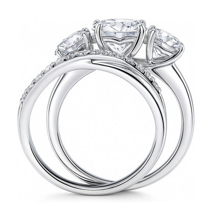 3-Stone Infinity Criss Cross 2ct CZ Ring Set in Sterling Silver