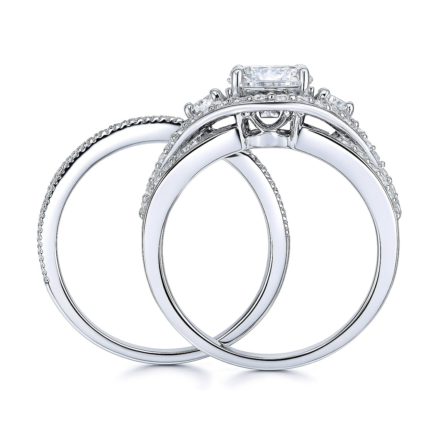 3-Stone Wishbone 1.25ct CZ Ring Set in Sterling Silver, 8 of 14