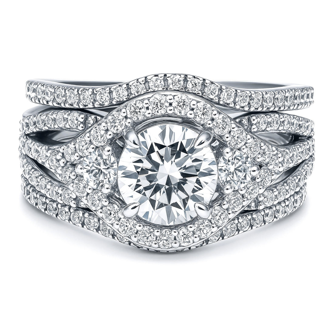 3-Stone Wishbone 1.25ct CZ Ring Set in Sterling Silver