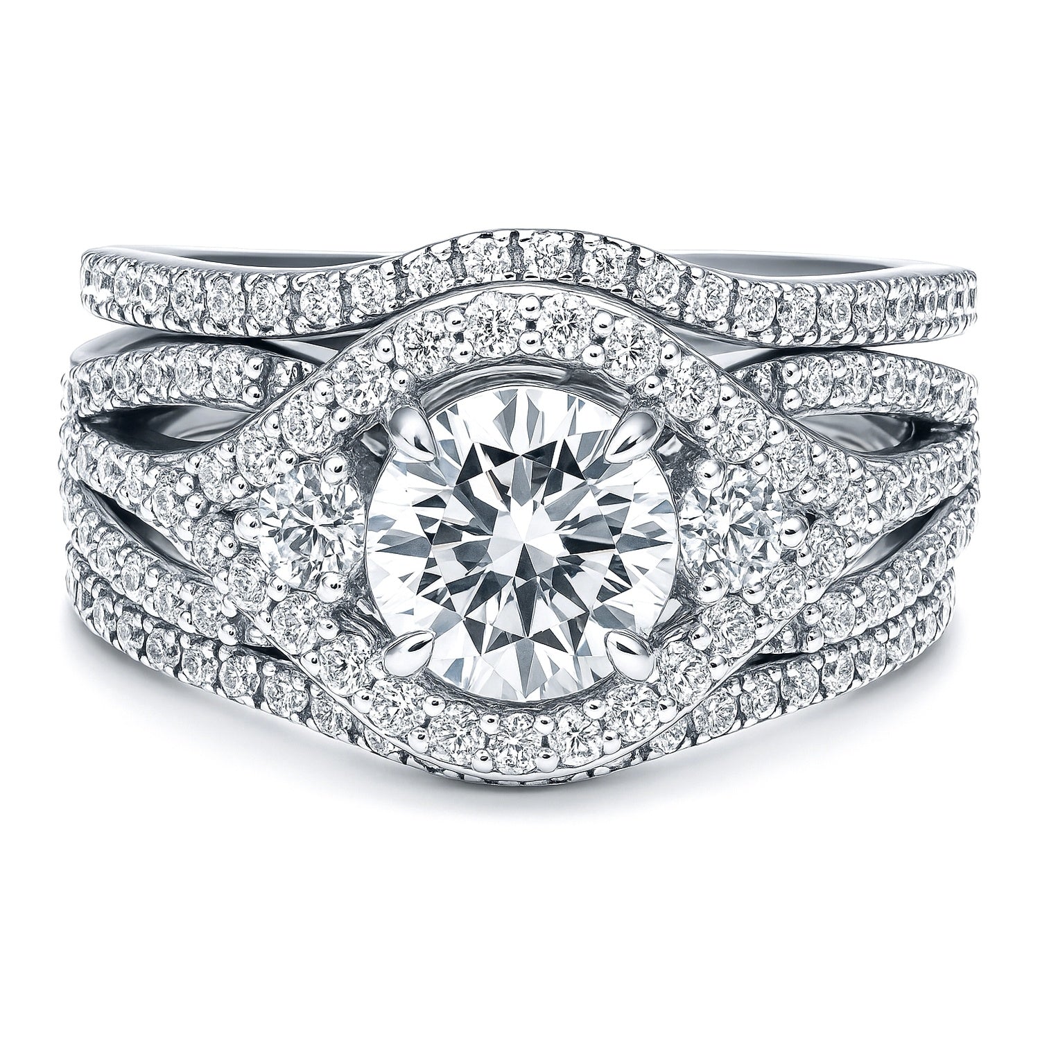 3-Stone Wishbone 1.25ct CZ Ring Set in Sterling Silver